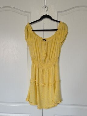 Streetwear Society Yellow Floral Off-Shoulder Mini Dress